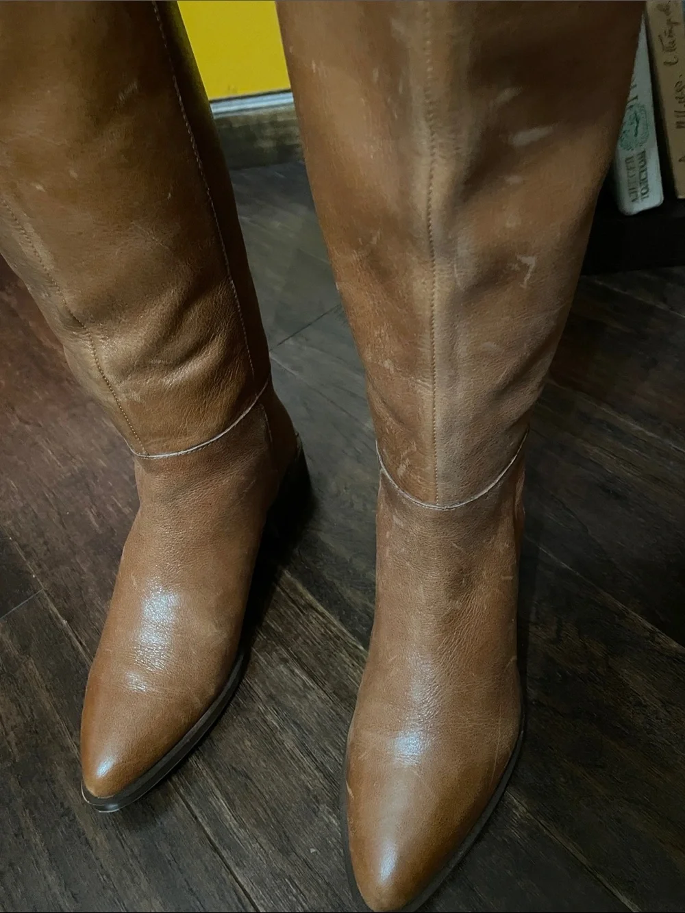 Franco Sarto Brown Over-the-Knee Wide Calf Leather Boots